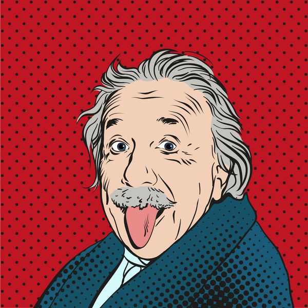 14 نوامبر 2016 پرتره آلبرت انیشتین فیزیکدان شیمی دان و ریاضیدان به سبک طنز یکپارچهسازی با سیستمعامل پس زمینه هنر پاپ
