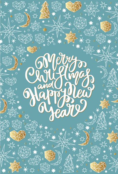 مجموعه کارتهای کریسمس و کارت تبریک سال نو به سبک هندسی ترکیب تعطیلات با ستاره قلب ماه توپ نوئل کارت تبریک دعوت بروشور بنر پس زمینه