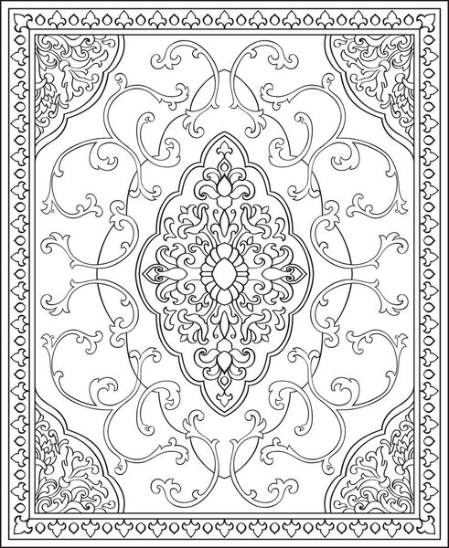 تزئینات انتزاعی شرقی الگوی فرش شال نساجی ملافه و هر سطحی الگوی وکتور زینتی با جزئیات فیلریج