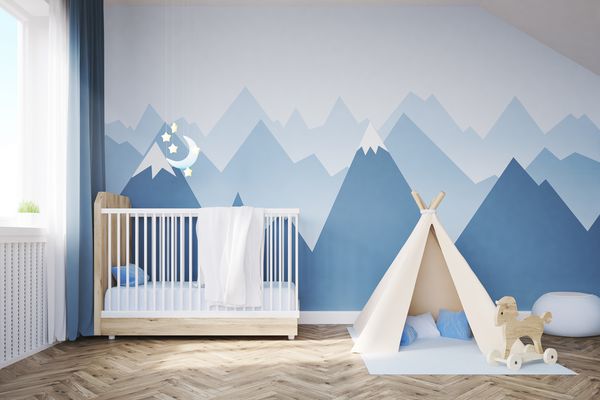 اتاق کودک amp x27؛ تختخواب چادر کوهستان رندر سه بعدی