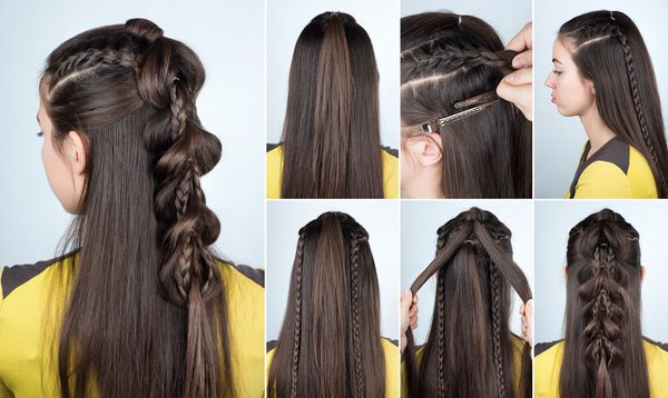 آموزش عکس قدم به قدم از مدل موهای نوار مو مدرن با موهای شل