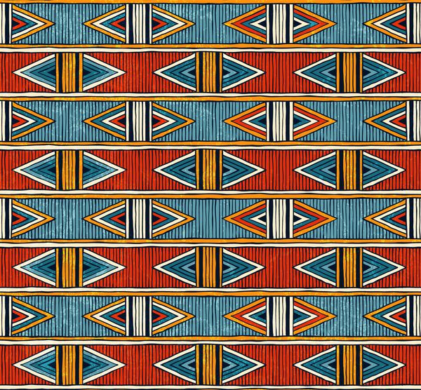 الگوی بدون درز قبیله ای پس زمینه انتزاعی رنگارنگ کشیده شده تصویر برداری EPS10