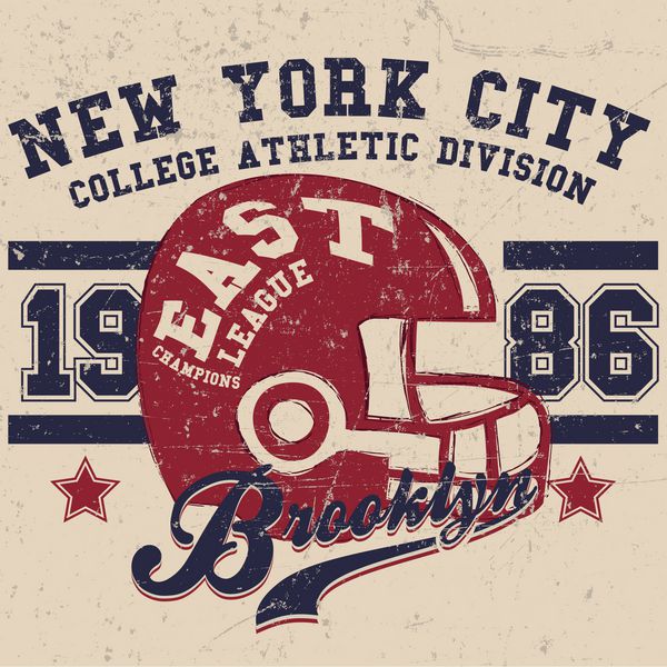 طراحی تی شرت Vintage Sport Wear نیویورک تایپوگرافی دو و میدانی