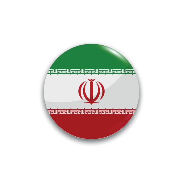 دکمه گرد پرچم ملی ایران با بازتاب نور و سایه واقع بینانه آیکون کشور