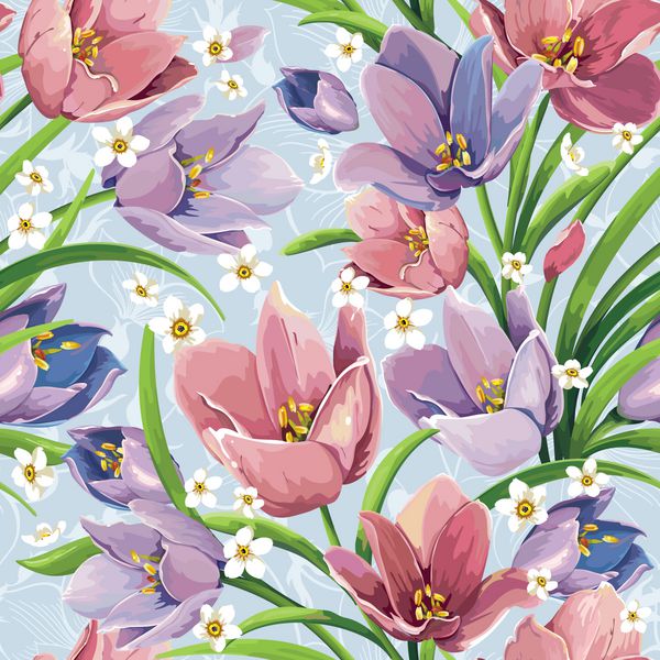 زمینه گل زیبا با تمساح الگوی بدون درز زیبا و زیبا با گل های آبرنگ تبریک عید پاک کارت مبارک مادران و زنان روز