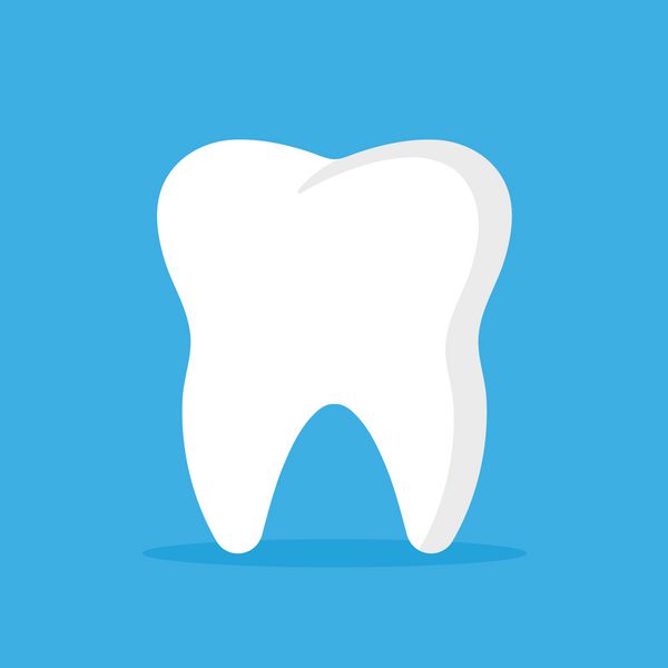 نماد وکتور دندان پزشکی دهان دندانپزشکی مفاهیم پزشکی دندانپزشکی دندان سفید جدا شده در پس زمینه آبی عنصر گرافیکی طراحی تخت مدرن تصویر برداری