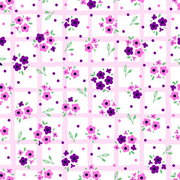 الگوی یکپارچه زیبا با یک گل کوچک به سبک پرنعمت دسته های روشن در پس زمینه مد grunge زمینه شکوفا برای چاپ روی پارچه کاغذ دیواری و کاغذ وکتور