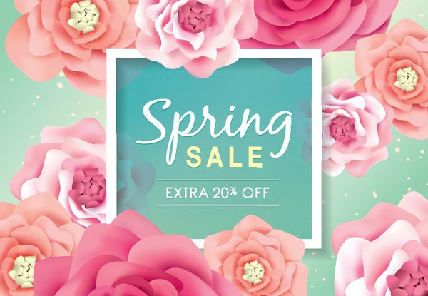 پوستر فروش بهاری با گلهای شکوفه زیبا