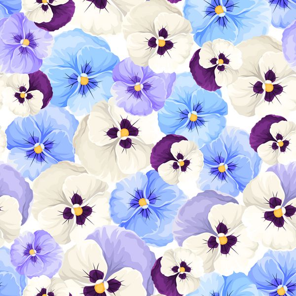 الگوی بدون درز با گلهای آبی بنفش و سفید
