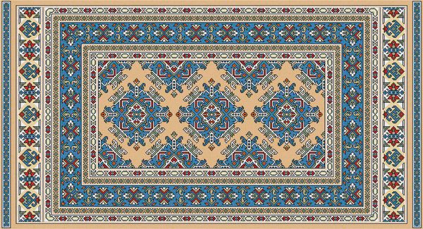 فرش رنگارنگ موزائیک بوخارای شرقی با زینت هندسی سنتی قومی الگوی قاب حاشیه فرش تصویر برداری 10 EPS