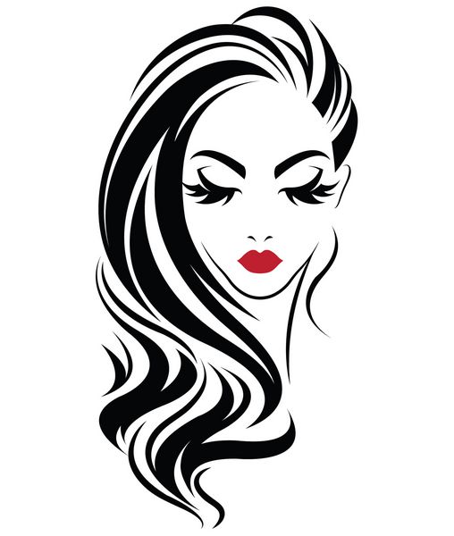 تصویر از نماد سبک موهای زنانه آرم زنان در زمینه سفید وکتور