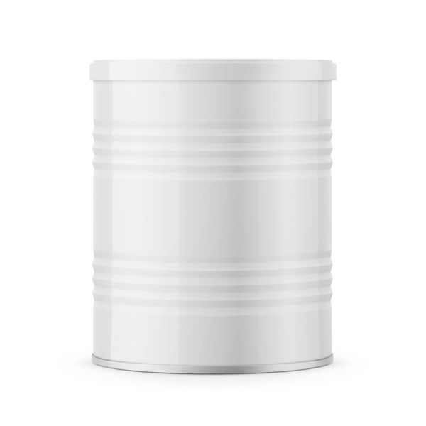 کنسرو قلع سفید براق با درب پلاستیکی برای پودر شیر کودک قهوه فوری غلات و غیره 400 گرم الگوی مدل سازی بسته بندی واقع گرایانه تصویر برداری