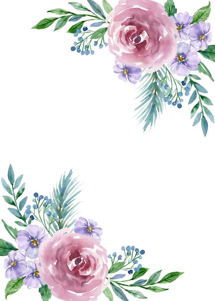 ترکیب آبرنگ رنگی گلها قاب مرز پس زمینه کارت تبریک روز ولنتاین amp x27؛ s روز مادر amp x27؛ s عروسی تولد