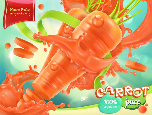 سبزی هویج غذای سالم وکتور واقع بینانه 3D طراحی بسته