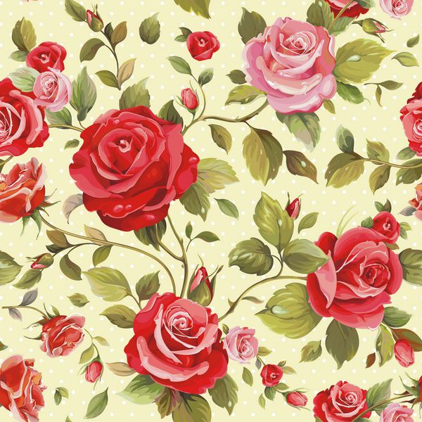 الگوی گل بدون درز ظریف با گلهای صورتی کاغذ دیواری با برگ و گل الگوی تزئینی پرنعمت برای طراحی تبریک تصویر برداری