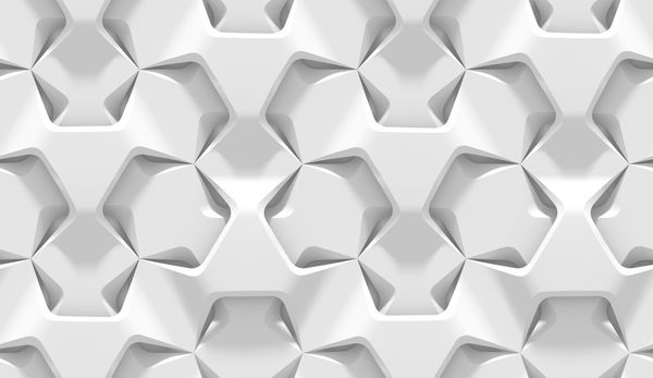 الگوی هندسی شش ضلعی انتزاعی سفید سبک کاغذ اریگامی ارائه یکپارچه با بافت سه بعدی