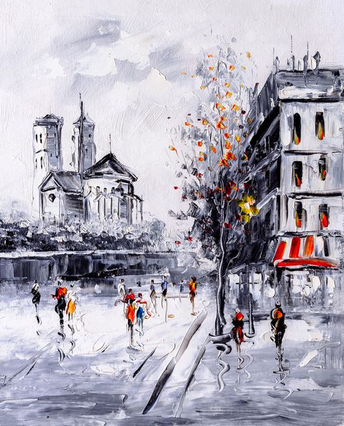 نقاشی روغنی نمای خیابان پاریس