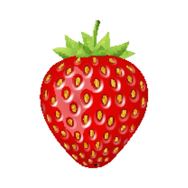 نماد بردار 3D توت فرنگی جدا شده در پس زمینه سفید میوه شیرین واقعی