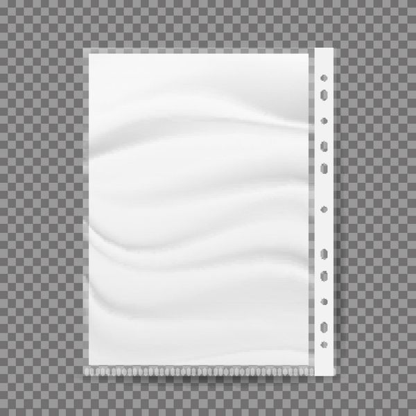 کیف لوازم التحریر برای وکتور مقاله اندازه A4 سوراخ کردن از یک طرف برای اتصال ورق کاغذ سفید A4 خالی جدا شده در تصویر زمینه شفاف