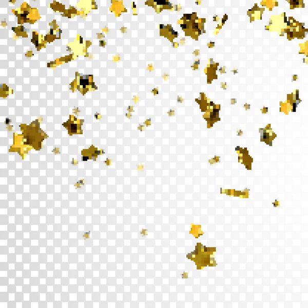طلای سقوط طلایی در زمینه شفاف سفید جدا شده است تصویر برداری وکتور جشن ستاره های زرق و برق درخشان عنصر تزئینی تزئینی Tinsel برای طراحی تعطیلات
