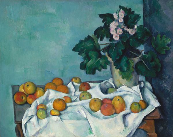 هنوز هم زندگی با سیب و یک گلدان پریمروس توسط پل سزان 1890 پست امپرسیونیسم فرانسه مونه نقاش استاد امپرسیونیست زمانی صاحب این نقاشی بود