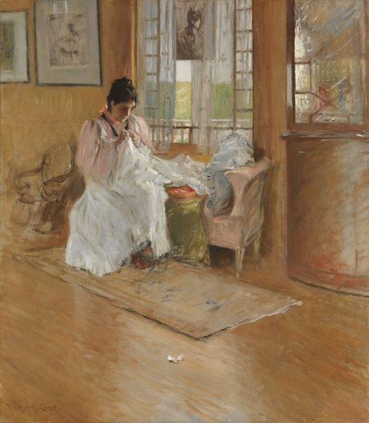 LITTLE ONE اثر ویلیام مریت چیس 1896 نقاشی آمریکایی روغن روی بوم این هنرمندان در خانه خانوادگی چیس دوختن فرزندان خود را دارند پالت امپرسیونیست را تعقیب می کند