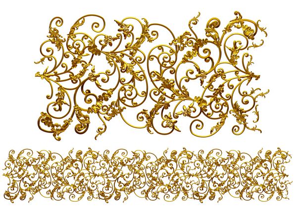 بخش طلایی تزئینی amp quot ؛ وحشی amp quot ؛ نسخه مستقیم برای یخ زدگی قاب یا حاشیه تصویر سه بعدی روی سفید جدا شده است