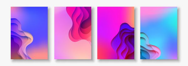 مجموعه ای از نقاشی های رنگی A4 مجموعه ای از تصاویر کاغذی 3D رنگ های کنتراست طرح وکتور طراحی برای ارائه بنرها آگهی ها پوسترها و دعوت ها Eps10