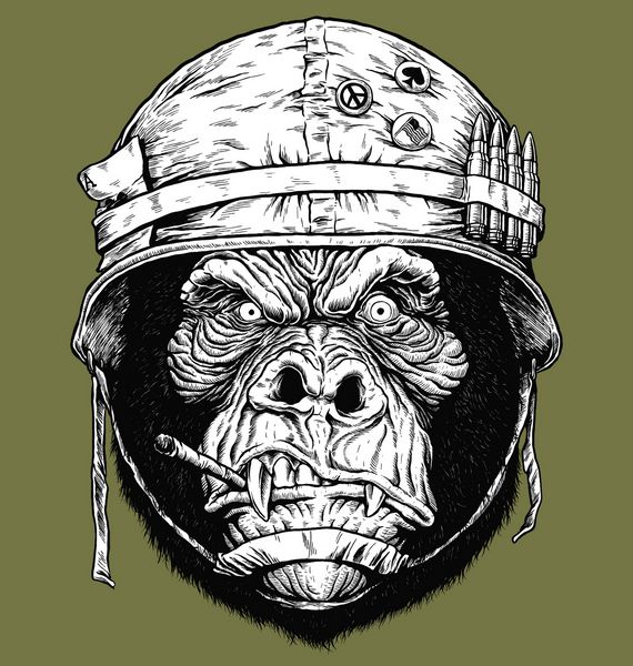 تصویر برداری از 70 amp x27؛ s گوریل سرباز میمون