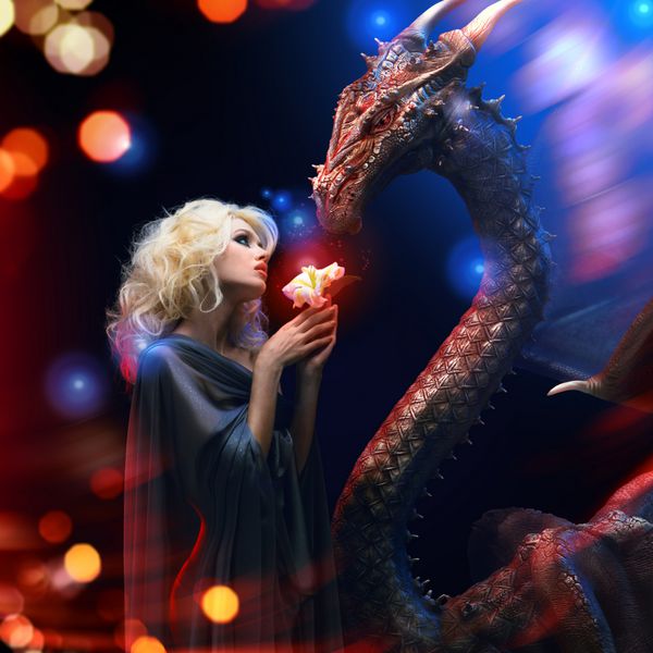 زیبا به دنبال اژدها فانتزی به عنوان نمادی برای سال 2012