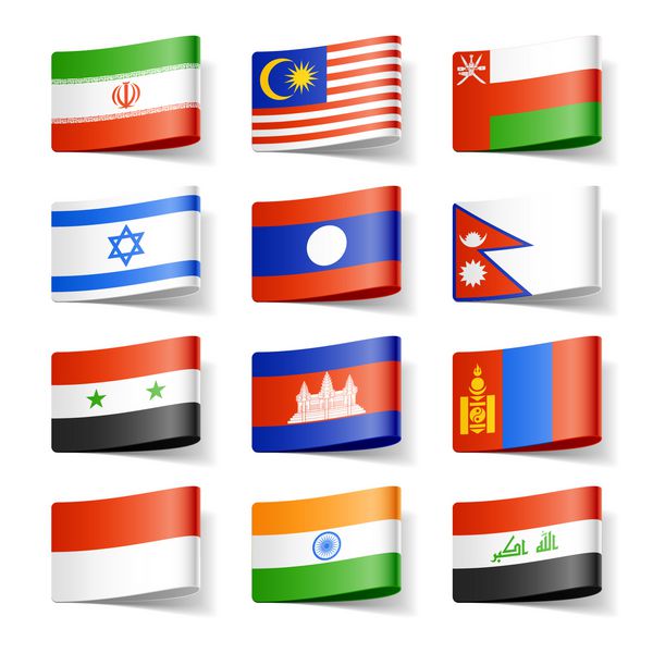پرچم های جهانی آسیا وکتور