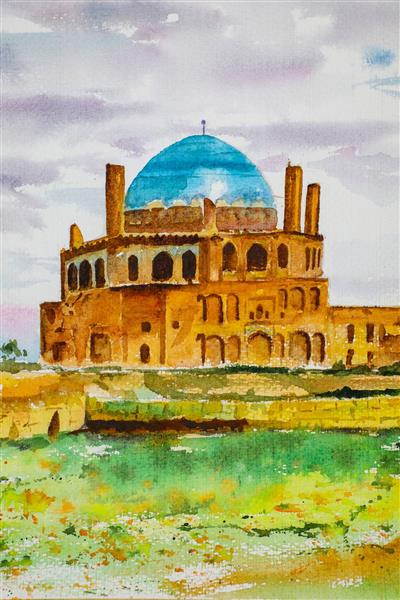 نقاشی آبرنگ قلعه سلطانیه