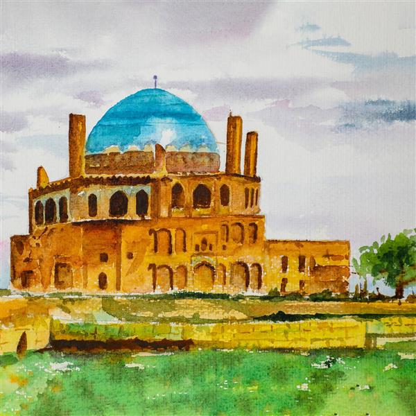 قلعه سلطانیه نقاشی آبرنگ