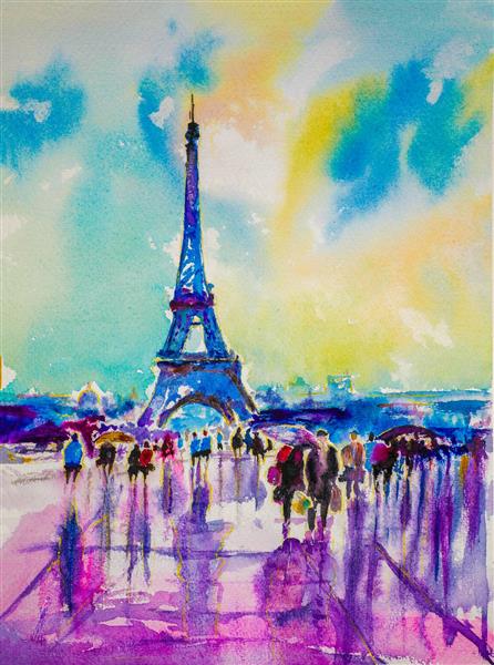 پاریس نقاشی آبرنگ