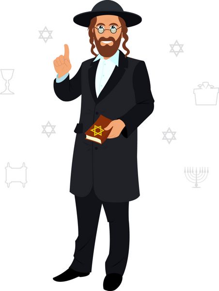 وکتور آواتار مرد یهودی با روپوش سنتی آواتار مرد یهودی با پس زمینه آبی تصویر برداری