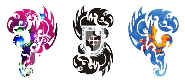 نمادهای عقاب قبیله ای ترسناک سبک عقاب تهاجمی با الگوی داخل سه گزینه