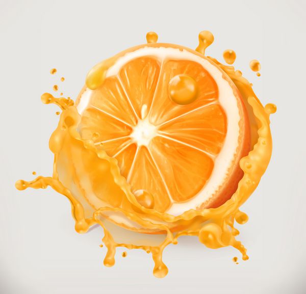 آب پرتقال میوه تازه نماد وکتور 3 بعدی