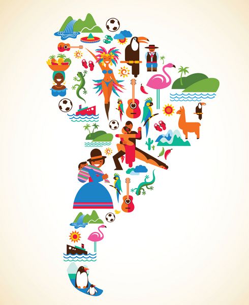 آمریکای جنوبی عشق تصویرسازی با نمادهای برداری