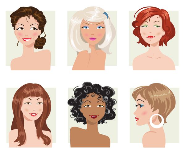 ست مدل موی زنانه مجموعه وکتور