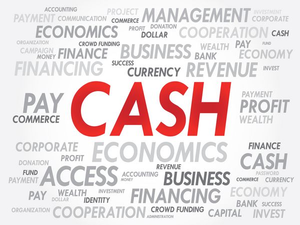 ابر کلمه CASH مفهوم تجارت