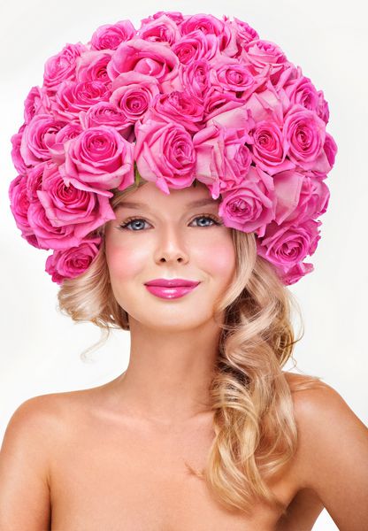 مدل لباس زیبایی دخترانه با گل رز صورتی دسته گل زیبا