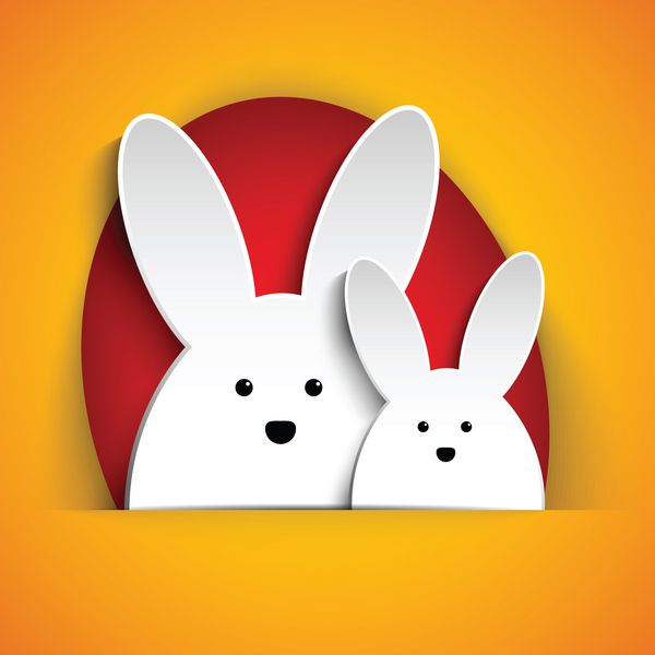 تبریک خرگوش عید پاک خرگوش در زمینه نارنجی