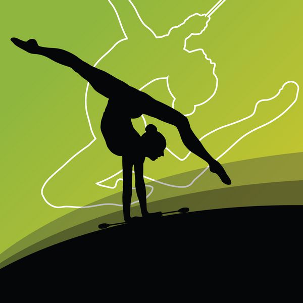 فعال زنان جوان calisthenics ورزش ژیمناستیک silhouettes با