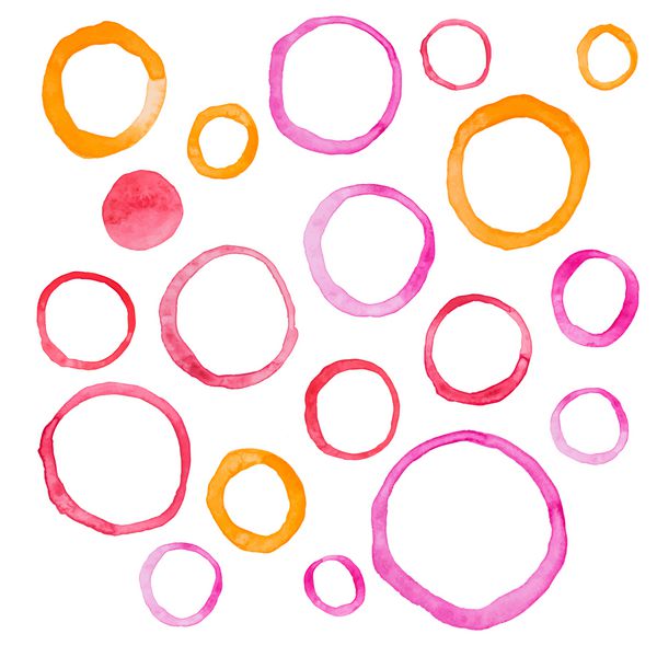 وکتور نقاشی با حلقه های آبرنگ رنگی دور وکتور نقاشی رنگی