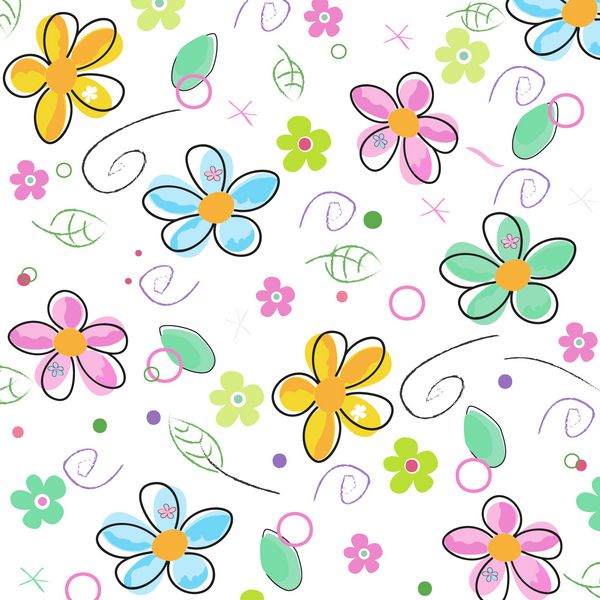 پس زمینه رنگارنگ doodle گل