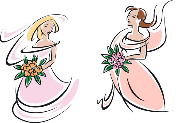 عروس در لباس عروسی صورتی با گل
