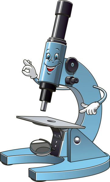 شخصیت کارتونی میکروسکوپ با اسلاید نمونه