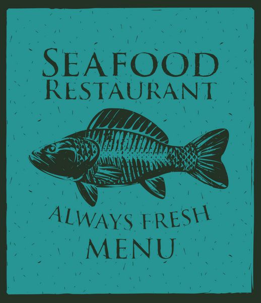 وکتور بنر با تصویری از علامت رستوران ماهی و غذاهای دریایی