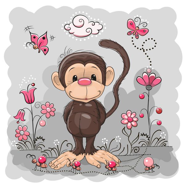 میمون با گل