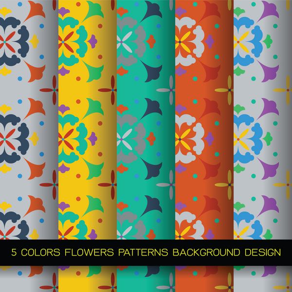 مجموعه الگوهای 5 رنگ با گل